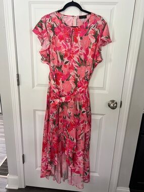 Ava & Aiden Pink‎ Floral High-Low Midi Dress